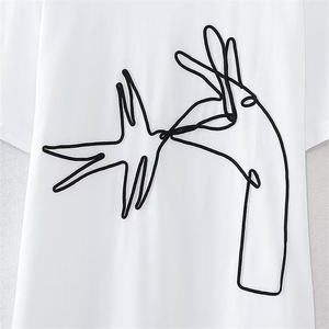 Camisetas Casuales de Algodón Premium para Mujer, Fabricante OEM, Diseño Elegante, Estampado, Bordado, Corte Holgado, Impresión en Serigrafía - Product Image 4