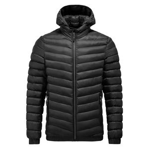 Custom Puffer Down Jacket Breathable Men Trendy Brand Windproof Hooded Stand Front Zipper XL Waterproof Winter Sport <b>Plain</b> Dyed - Product Image 1