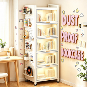 Armoire de rangement inclinable et étroite avec 3 portes rabattables, design peu encombrant, accès facile, grande capacité, organisateur pour la maison - Product Image 1