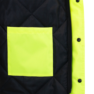 High Visibility Safety Jacket Class 3 <b>Waterproof</b> Reflective <b>Work</b> Coat with Hood and Pockets - Product Image 3