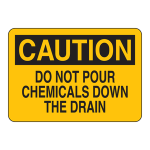 Panneau d'avertissement Brady Caution Chemical Drain Disposal - PVC pour laboratoires et zones industrielles - Product Image 3