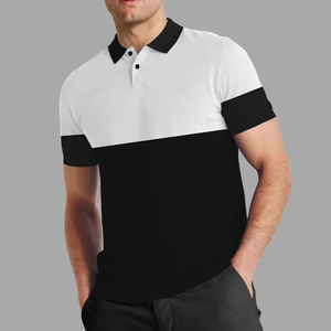 Chemise Homme Color Block à Manches Courtes en Coton Tricoté Décontracté Uni 100% Coton Séchage Rapide Boutonnée Coupe Classique - Product Image 4
