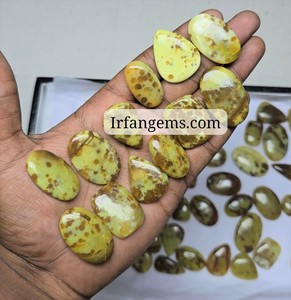 Opale verte orbiculaire 100% naturelle, cabochon, prix de gros, lot de pierres artisanales pour la fabrication de bijoux, opale verte orbiculaire de formes et tailles variées - Product Image 3