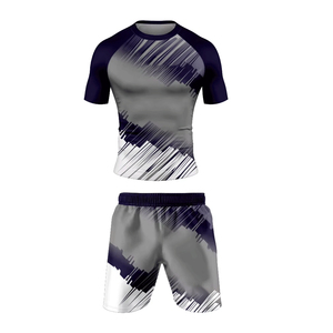 Conjunto de Rashguard de Manga Corta Elástico para Hombre, MMA, BJJ, Grappling, Transpirable, de Secado Rápido, Ligero, Spandex/Poliéster - Product Image 2