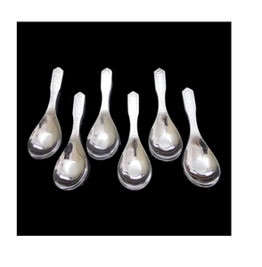 Mirror Polished Stainless Steel <b>Soup</b> <b>Spoon</b> Custom Made 6 Pieces Round Shape Design <b>Soup</b> <b>spoon</b> with short handle - Product Image 1
