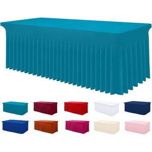 Smiry 6FT Rectangle Waterproof Washable Tablecloth <b>Elastic</b> Spandex Stretch Fitted Cover <b>Skirt</b> for Tables - Product Image 3