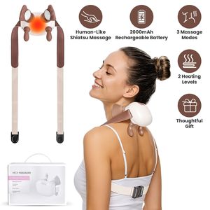 Massaggiatore per Tessuti Profondi Senza Fili con Cinturino Regolabile per Collo, Spalle e Schiena - 3 Intensità e 2 Livelli di Calore per Viaggi e Ufficio - Product Image 1