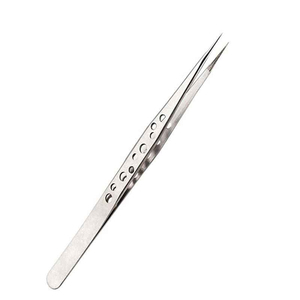 Pinzas de Precisión para Pestañas de Acero Inoxidable, Punta Fina Curvada, Herramienta de Belleza para Aislamiento de Extensiones de Pestañas, Uso Profesional en Salón, OEM ODM - Product Image 1