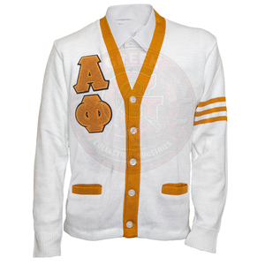 custom sorority and fraternity women's men's <b>cardigan</b> <b>sweaters</b> acrylic knitted V-neck embroidered logo winter preppy style - Product Image 2