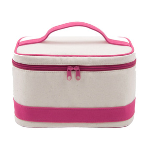 Women's Fashionable Large/Medium Foldable Canvas Zipper Closure Panelled Design <b>Makeup</b> Trolley Case <b>Travel</b>-Ready Cosmetic <b>Bag</b> - Product Image 1