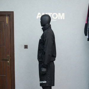 Survêtement court en nylon personnalisé pour homme, veste zippée et ensemble en polyester, respirant, coupe-vent, logo brodé. - Product Image 3