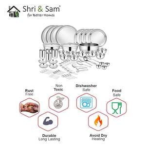 Juego de cena de acero inoxidable 65 PCS para 4 personas Juegos de vajilla Premium Shagun - Product Image 4