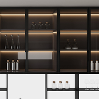 SUPERUS Meubles de cuisine modulaires modernes de luxe sans poignées en noyer foncé avec vitrine LED et îlot pour maison et villa
