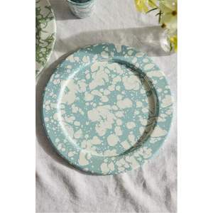 Assiette de service décorative de luxe en métal émaillé marbre bleu, ronde de 13 pouces, en acier inoxydable, pour mariage, fête et événementiel - Product Image 3