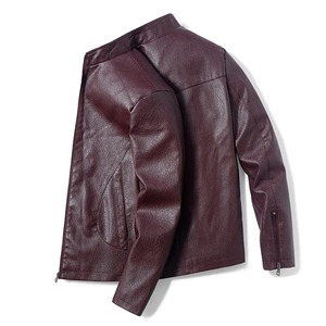 Premium Fashion <b>Men's</b> <b>Leather</b> <b>Jackets</b> Solid Color Zipper Faux <b>Leather</b> Casual PU <b>Jacket</b> for <b>Men</b> - Product Image 2