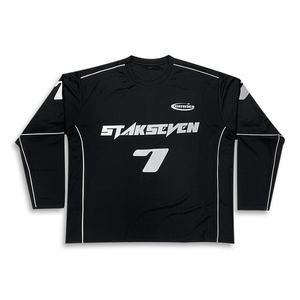 Starseven – Maillot de sport oversize noir à manches longues pour homme, style streetwear, écologique, séchage rapide - Product Image 1