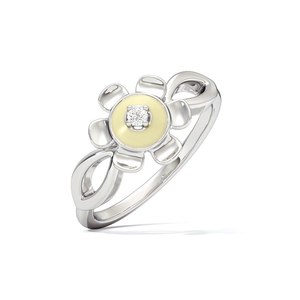 Anillo de Acero Inoxidable con Flor, Diamante y Piedras Preciosas para Mujer |   Anillo Floral con Diamante Natural FG-SI |   Elegante Regalo de Joyería para el Día a Día - Product Image 1