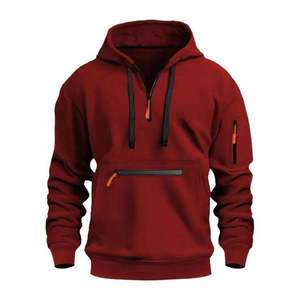 Custom Printed Men's Autumn Half Zip Fleece Pullover Hoodie | Embroidered/Plain Dyed | Oversized Fit Polyester/Cotton - Product Image 3