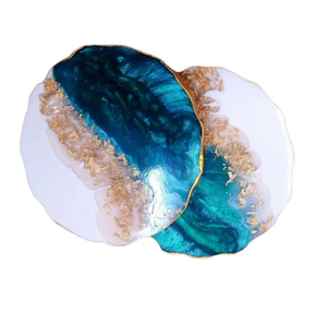 Wholesale Eco-Friendly Resin <b>Coasters</b> Modern Designs Blue/<b>White</b>/Gold Glitter <b>Coaster</b> Country Style Packaging Multi Shade <b>Coaster</b> - Product Image 1
