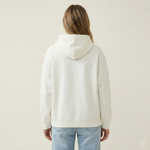 Custom <b>Drop</b> Shoulder Women Oversized Hoodie 100% Cotton Fleece Winter Lightweight Pullover Style Full Sleeves Customized Logo - Product Image 2