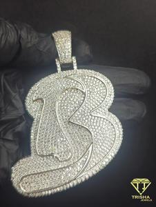 Moissanite Diamond <b>Iced</b> <b>Out</b> B Letter Pendant Hip Hop Custom Initial <b>Chain</b> Luxury Bling Jewelry Gift - Product Image 2