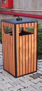 60L Wood Eco-Friendly Rectangular Standing Waste <b>Bin</b> Without <b>Lid</b> for Indoor/Outdoor Use - Product Image 4