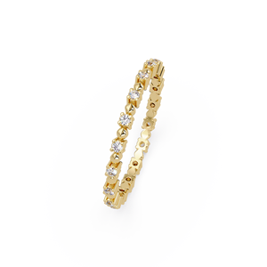Minimalist Engagement <b>Ring</b> 14K Yellow Gold Round Brilliant cut Lab Grown Diamond Antique Art Deco Layout Unique Band For Women - Product Image 4