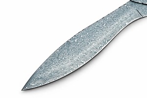 Couteau de chasse artisanal en acier Damas, lame à pointe tombante, bord droit, manche en os coloré, OEM - Product Image 5