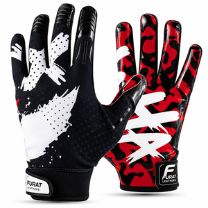 Guantes Deportivos FURAT LEATHERS de Dedo Completo, Color Azul Marino y Naranja, con Impresión por Sublimación, Absorción de Humedad, Silicona Antideslizante y Cierre de Gancho y Bucle - Product Image 2