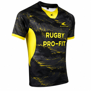 Camiseta de Rugby Sublimada de Manga Corta para Hombre, Cuello en V Ajustado, para Todas las Temporadas, Poliéster y Elastano - Product Image 3