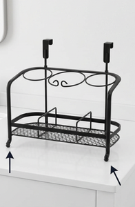 <b>Corner</b> Metal <b>Storage</b> Rack for <b>Shower</b> Cleaning Tools Multifunction Organizer Shelf with Hooks Durable - Product Image 2
