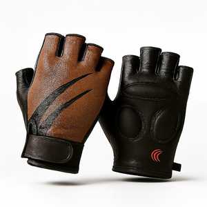 Gants de cyclisme unisexes en cuir écologique pour sports d'hiver, sans doigts, antidérapants, absorbant les chocs, respirants - Product Image 6