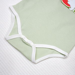 ALB11 Ensemble de vêtements pour bébé unisexe mignon, manches courtes, kimono à nouer sur les côtés, 100% coton biologique, tissu tricoté respirant, motif de dessin animé - Product Image 3
