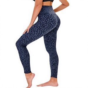 High Waist <b>Leopard</b> Print Ankle-Length <b>Leggings</b> Spandex Polyester Knitted Breathable Casual Women's Plus Size - Product Image 2