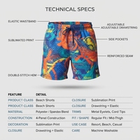 Shorts de plage pour hommes à séchage rapide, imprimés par sublimation, extensibles dans 4 directions, résistants au chlore et aux UV, personnalisables avec logo OEM