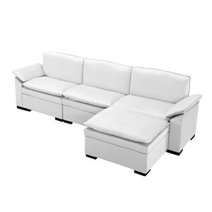 Divano Componibile Beige 117.7 con Pouf per Arredamento Soggiorno - Product Image 5