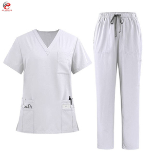 Safety Scrub Hospital Uniform Set V Neck Top <b>Trouser</b> Canvas High Quality Quick Dry Breathable Unisex for <b>Nurses</b> Doctors Medical - Product Image 4