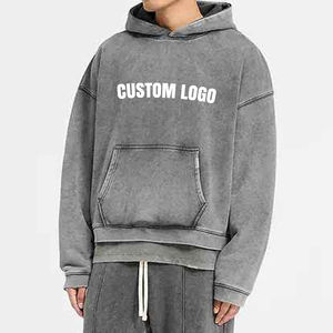 Sudadera con Capucha Personalizada para Hombre 2025, con Logotipo Impreso, Casual, 100% Algodón, Felpa, Hombros Caídos, Lavado Ácido, para Moda Urbana - Product Image 6