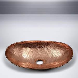 Lavabo Ovalado de Cobre Martillado, Lavabo de Lujo Hecho a Mano para Baño, Lavabo Rústico de Cobre, Lavabo Decorativo de Cobre Hecho a Mano - Product Image 2