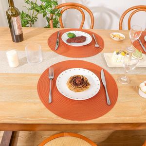 Set di 6 tovagliette rotonde intrecciate da 15 pollici per autunno, lavabili, antiscivolo, in poliestere, per cucina e sala da pranzo - Product Image 6