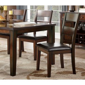 Set da Pranzo Classico 6 Pezzi Finitura Ciliegio, Tavolo in Legno Rivestito in Ecopelle Resistente con Panchina Estensibile e 4 Sedie Laterali Eleganti - Product Image 3