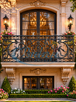 Balustrade sans cadre en fer forgé traditionnel, résistante à la rouille, décorative pour balcon, véranda, escalier, jardin, cour
