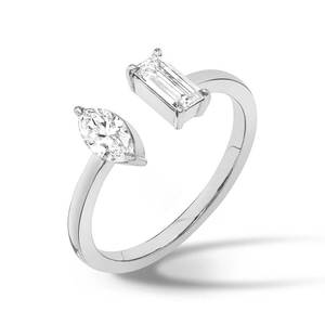 Bague de fiançailles en diamant de laboratoire, coupes émeraude et marquise, or 10 carats, certifiée IGI, bague de promesse pour femme - Product Image 4