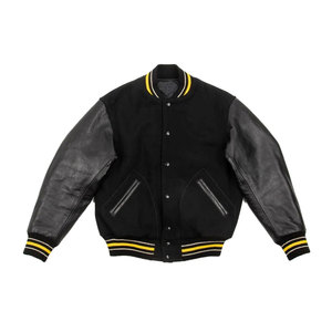 แจ็คเก็ตเบสบอลหนังแท้แบบ OEM คอตั้ง ระบายอากาศได้ดี เป็นมิตรกับสิ่งแวดล้อม ออกแบบได้ตามสั่งสำหรับผู้ชาย - Product Image 1