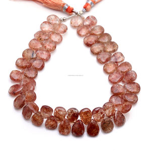 Cuentas de Cuarzo Rutilado de Cobre Natural de Alta Calidad, Forma de Pera Lisa, para la Elaboración de Joyería Fina, Pulseras, Collares y Pendientes - Product Image 1