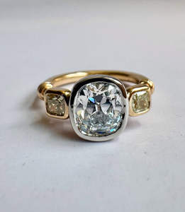 IGI/GIA Lab Grown Cut Diamond <b>Vintage</b> 14k Yellow Wedding/Engagement <b>Ring</b> Unisex Fine White <b>Gold</b> for Anniversary Party-Worthy - Product Image 1