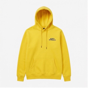 เสื้อฮู้ดสีเหลืองสำหรับผู้ชาย ทรงปกติ ผ้าฝ้ายเฟรนช์เทอร์รี่ สไตล์ลำลอง สำหรับฤดูใบไม้ร่วง ดีไซน์กระเป๋าหน้า - Product Image 1