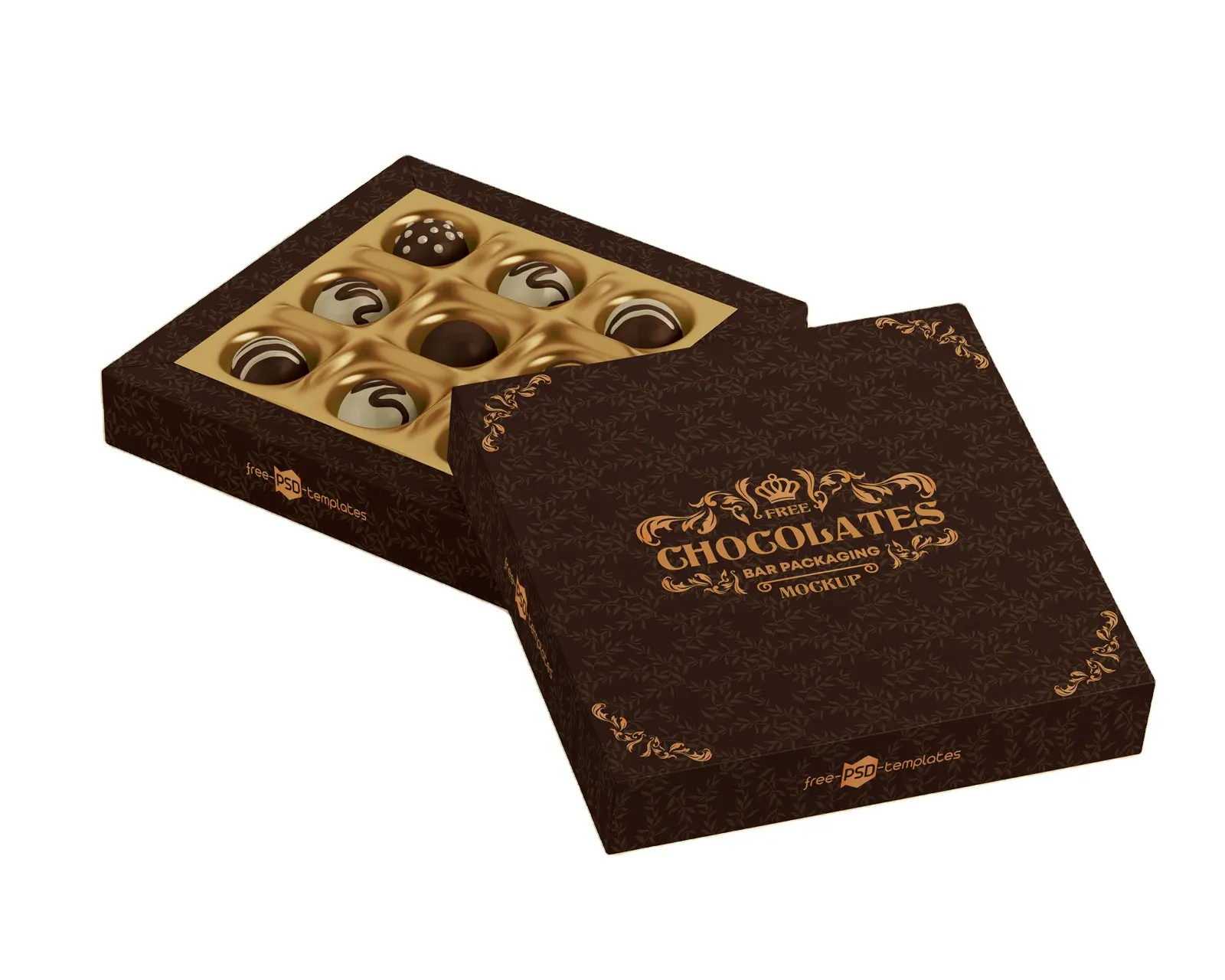 Caixa de presente personalizada de chocolate, embalagem de barra de chocolate de papelão para doces e alimentos com truffle
