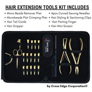 Juego de herramientas todo en uno para extensiones de cabello Microlink con alicates para microanillos, enhebrador de bucles, agujas curvas y mini tijeras con peine - Product Image 2