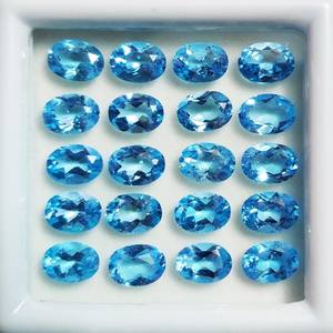 บลูโทแพซสวิสธรรมชาติทรงรีเจียระไนแบบเหลี่ยม  ขนาดมาตรฐาน  พร้อมใบรับรอง  ไม่ผ่านการปรับแต่ง  พร้อมสำหรับการฝังในเครื่องประดับ - Product Image 2